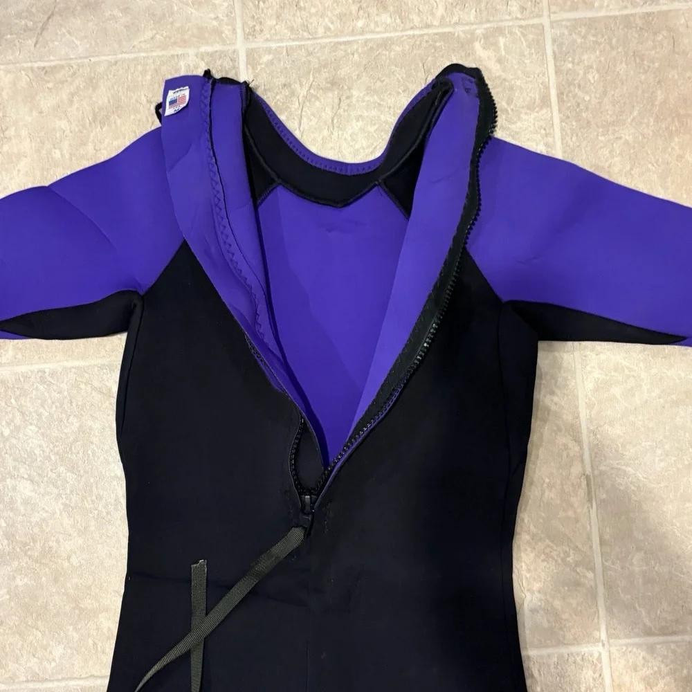 Gladiator Wetsuit Adult Medium Black Purple Shorty Spring Suit Neoprene USA Made